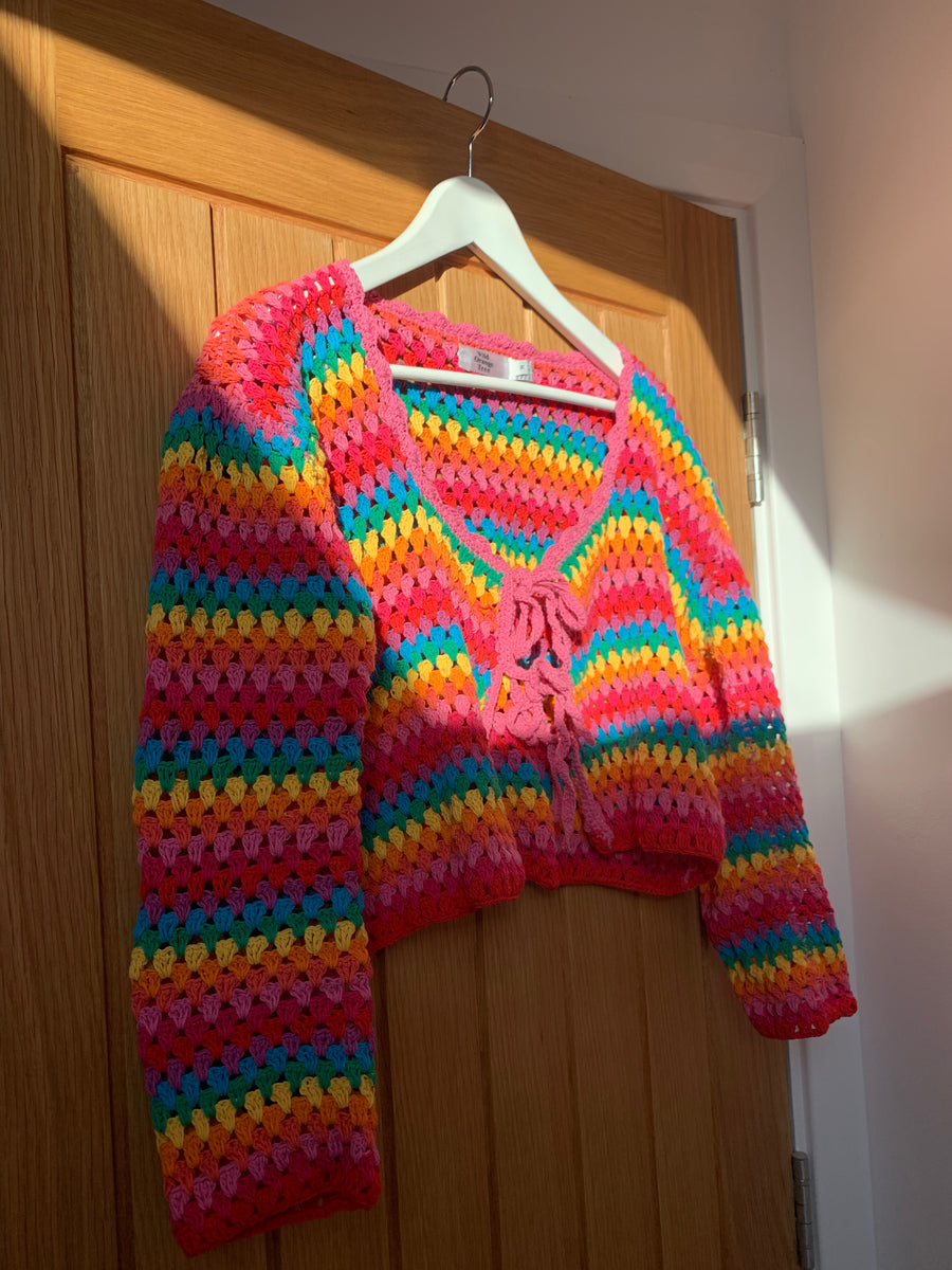 Crochet hot rainbow cardigan