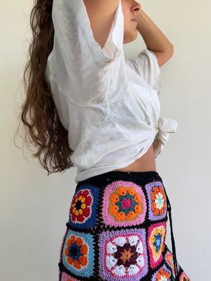Bohemia Black Floral Crochet Skirt