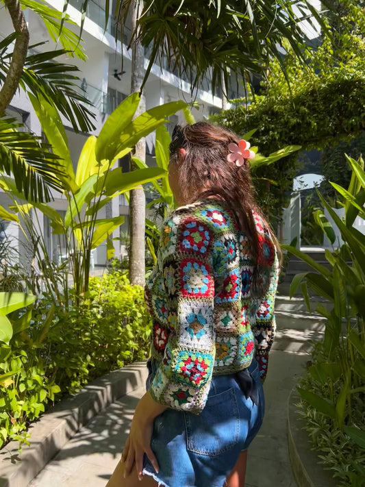 Olive Green granny square crochet cardigan