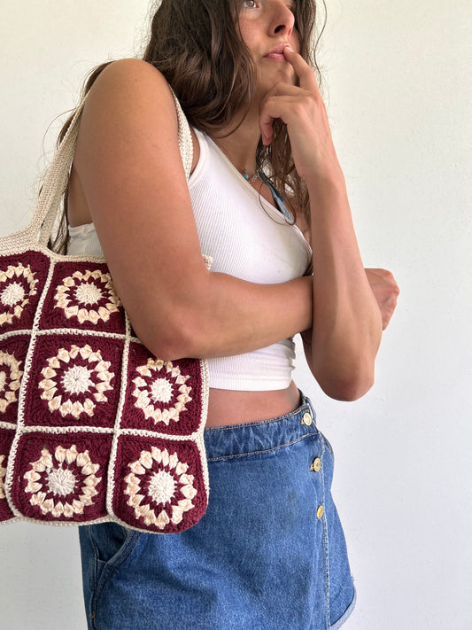 Granny Square Tote Bag with zip