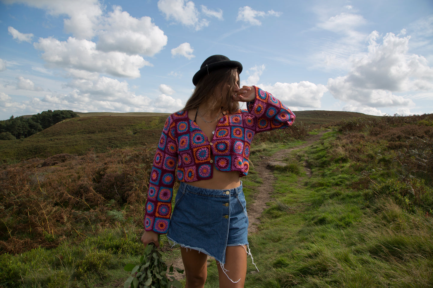 Cosmos Deep Purple Crochet Cardigan