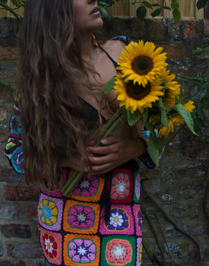 Bohemia Black Floral Crochet Cardigan