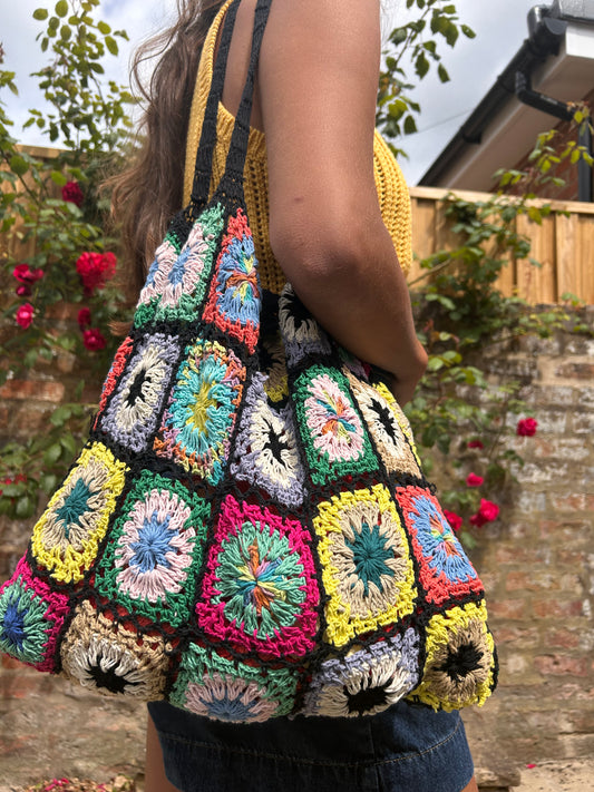 Granny Square Crochet Tote / Shoulder Bag