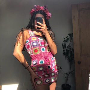 Granny Square Crochet Dress - S