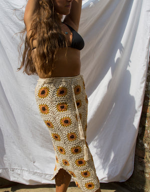 Sundance Kid Crochet MAXI Skirt in Cream / Neutral