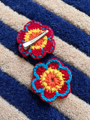 Crochet flower clip set