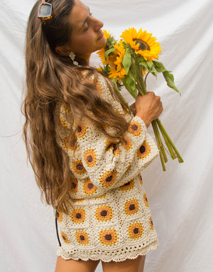 Sundance Kid Crochet Cardigan in Cream / Neutral