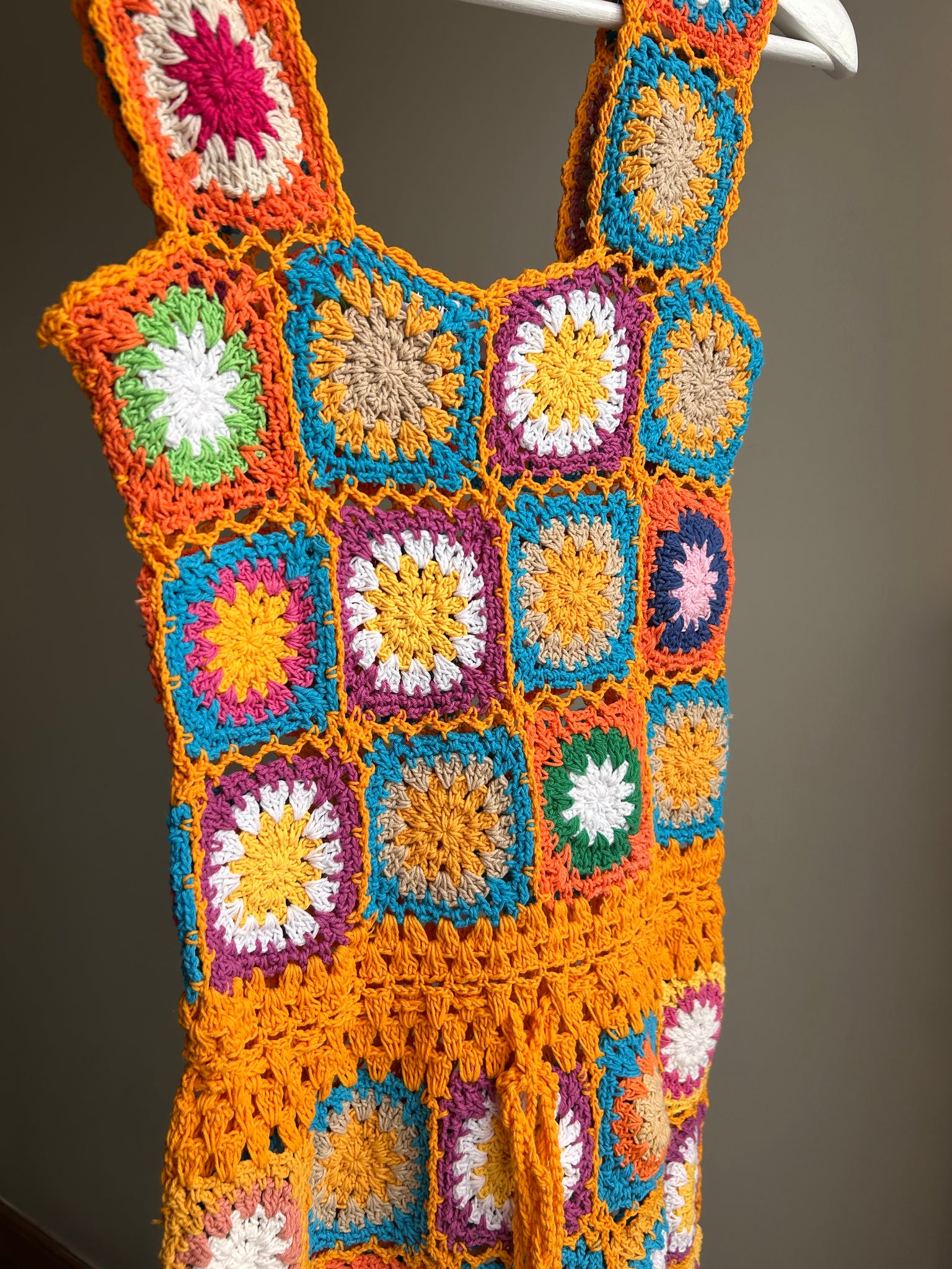 Granny Square Crochet Dress - M