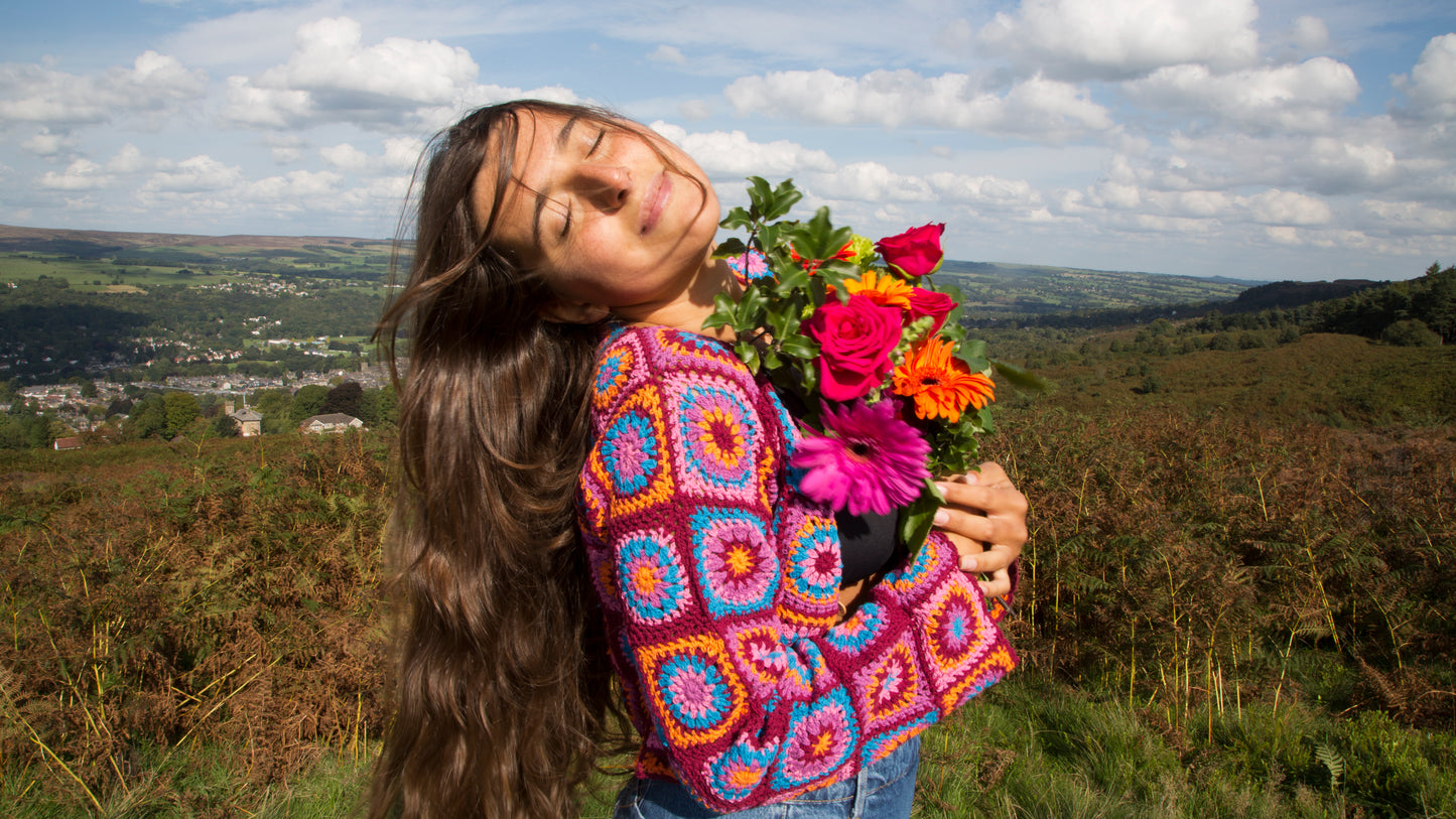 Cosmos Deep Purple Crochet Cardigan