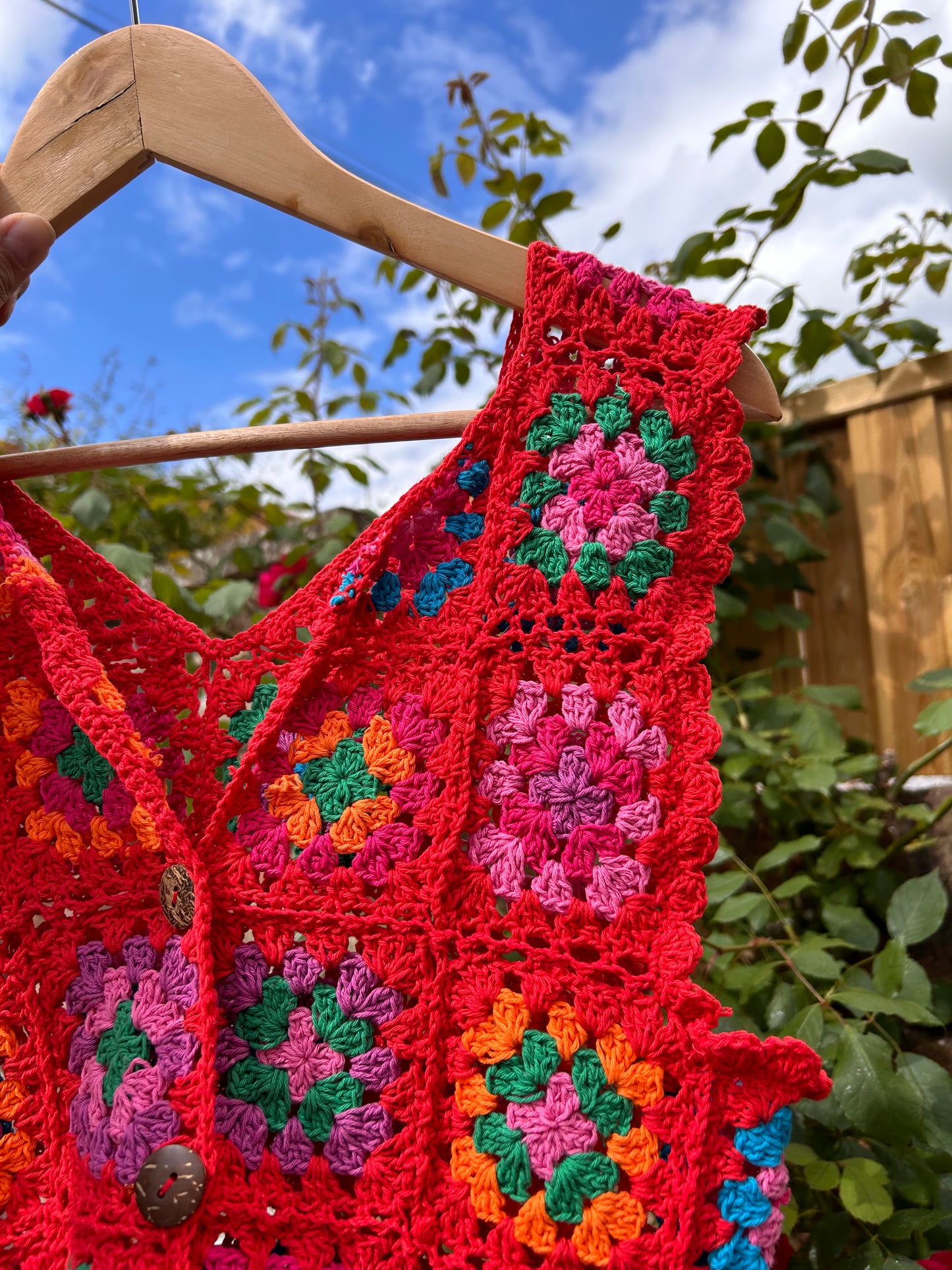 Cleo Granny square vest in red (XS/S)