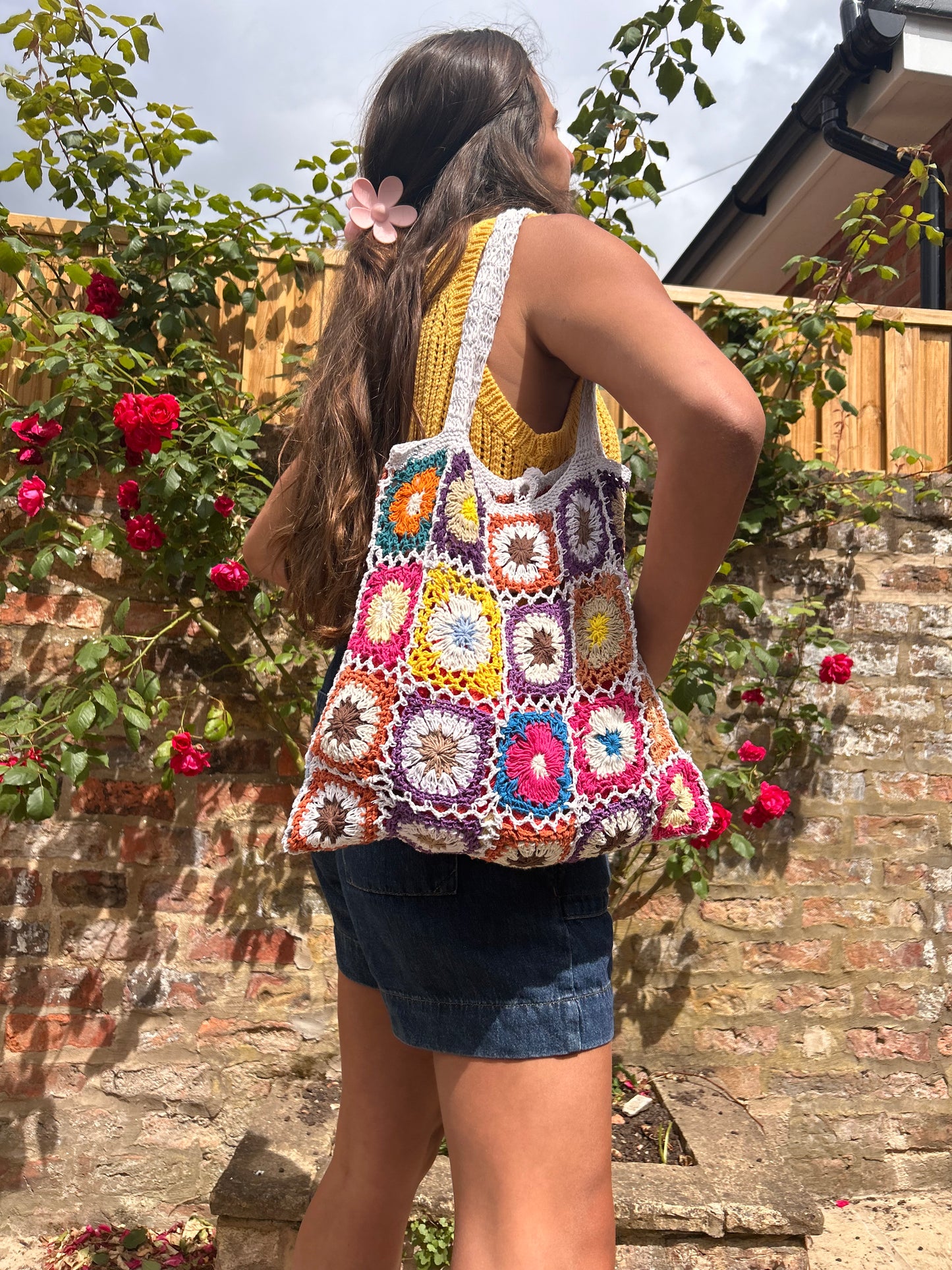 Granny Square Crochet Tote / Shoulder Bag