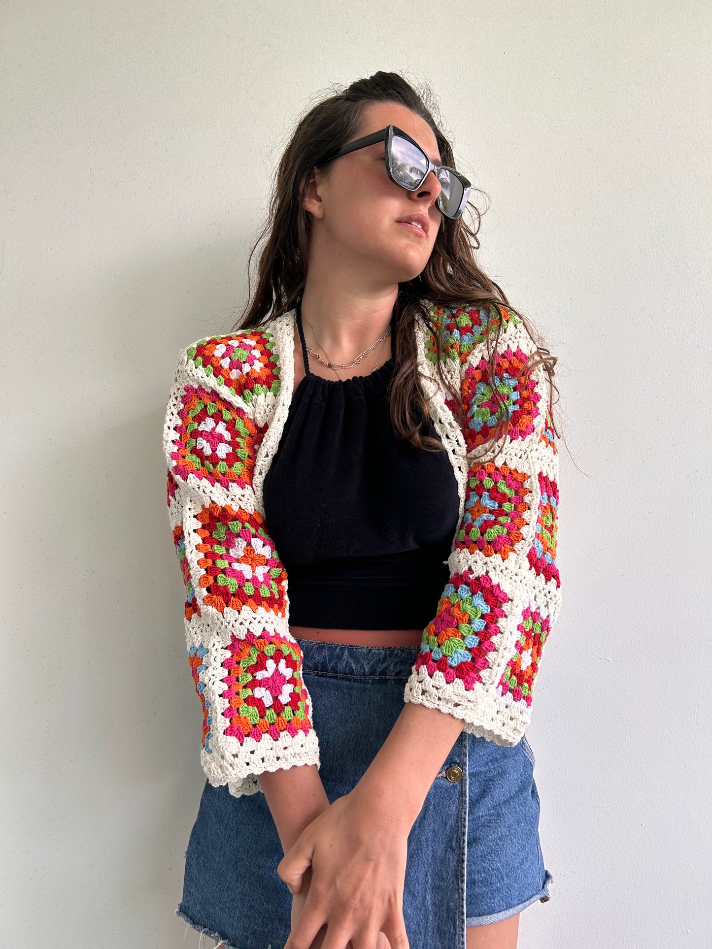 Granny square crochet cardigan