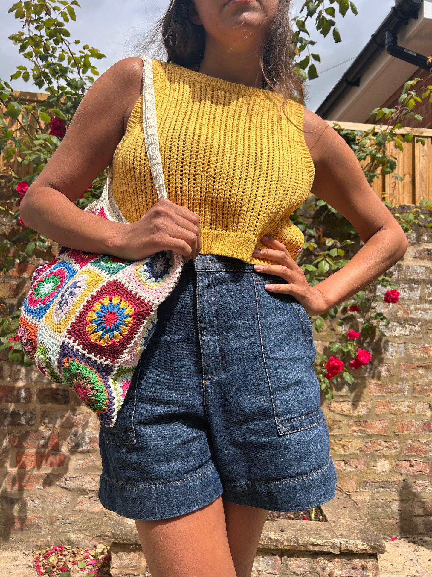 Granny Square Crochet Tote / Shoulder Bag