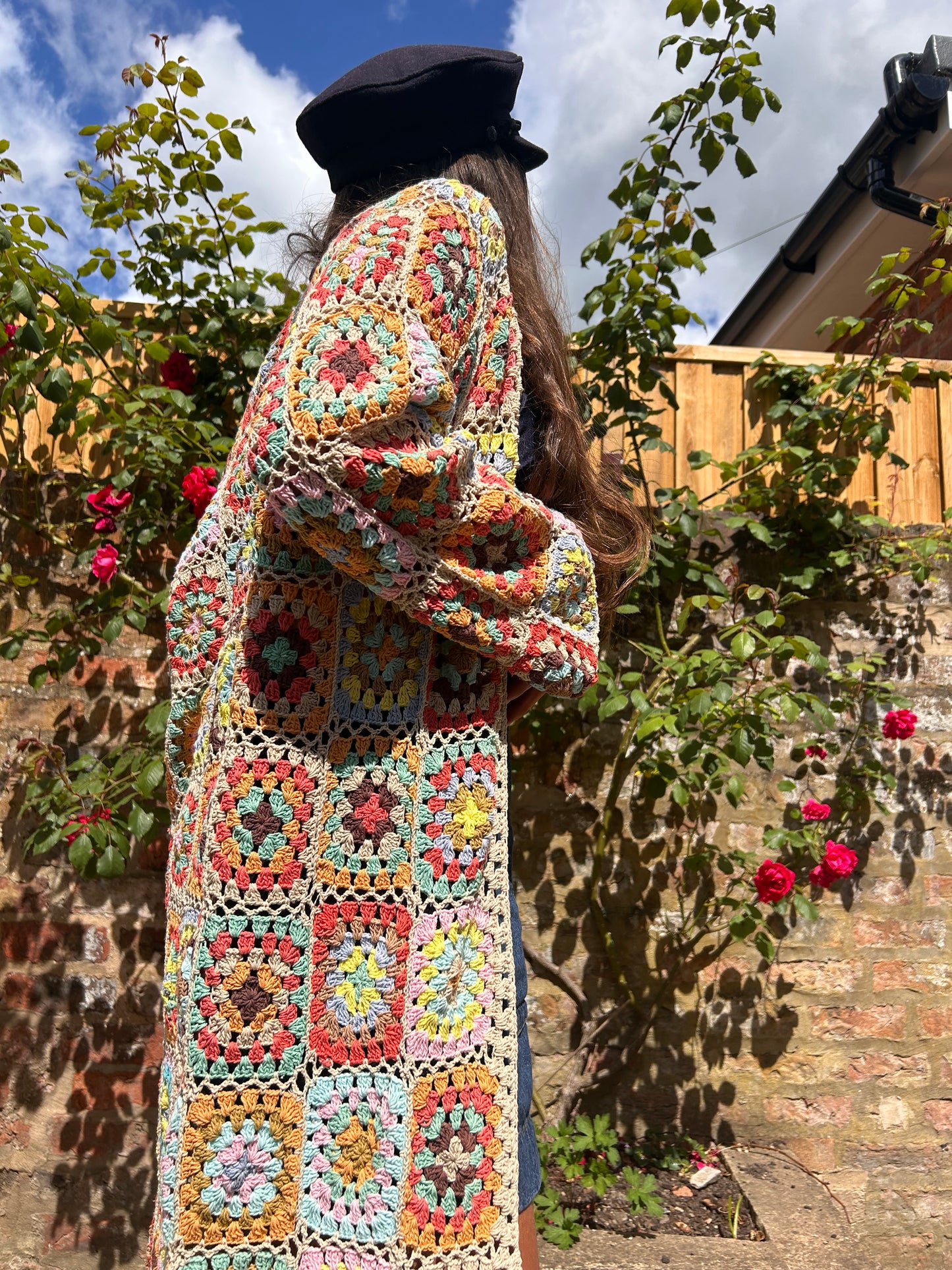 “Oats for Breakfast” Granny square maxi crochet cardigan