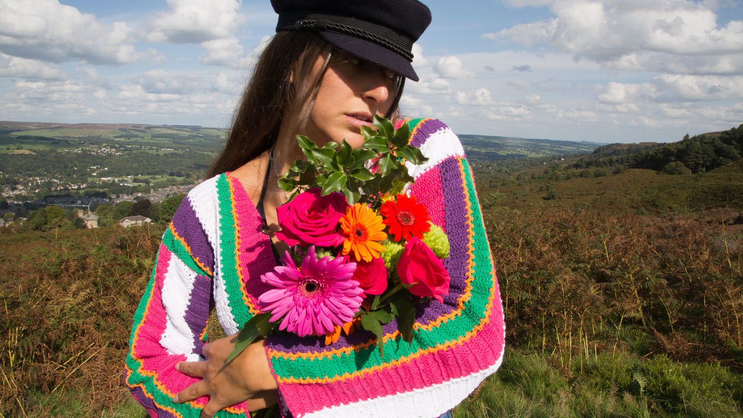 Spellbound Striped Crochet Cardigan