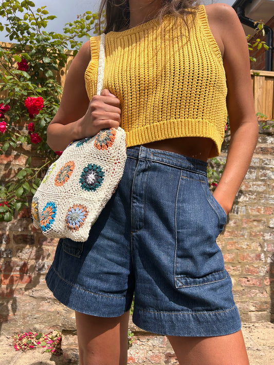 Granny Square Crochet Tote / Shoulder Bag