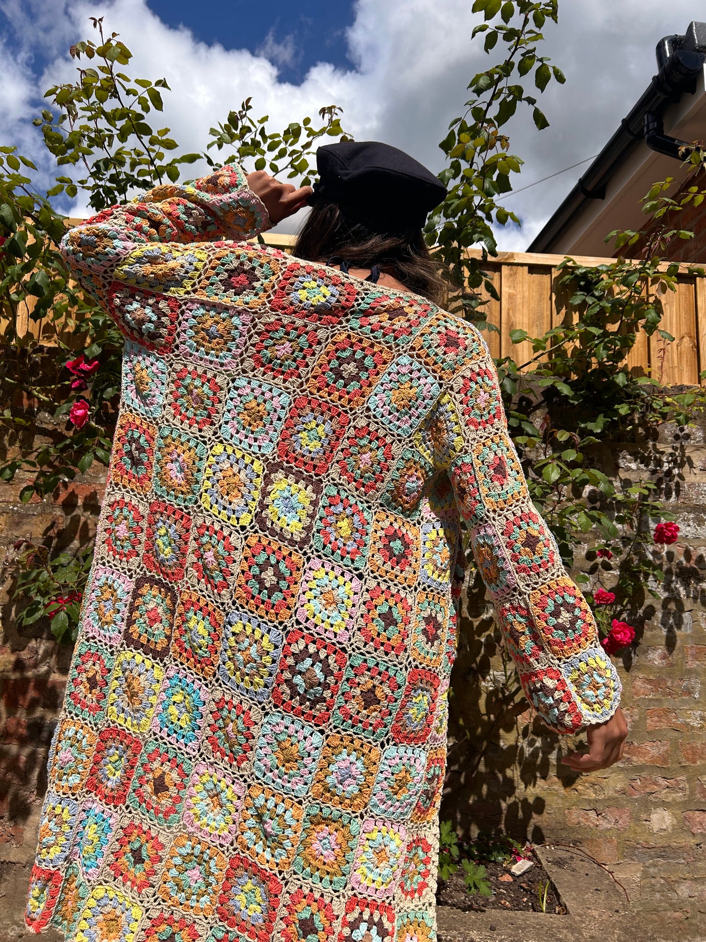 “Oats for Breakfast” Granny square maxi crochet cardigan