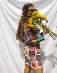 Bohemia White Floral Crochet Skirt