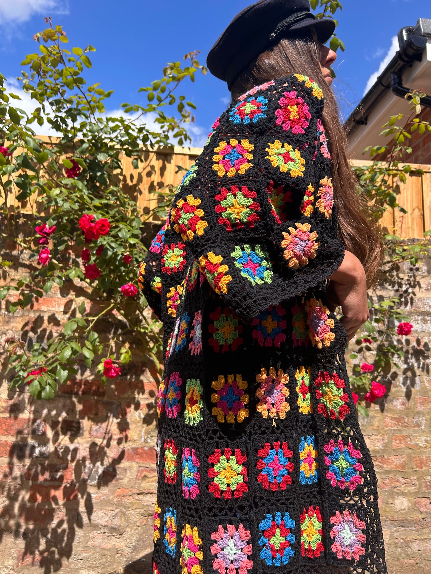 “Movie night” Granny square maxi crochet cardigan