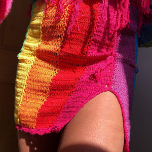 *REWILD* Rainbow Crochet Skirt with Split