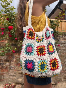 Granny Square Crochet Tote / Shoulder Bag