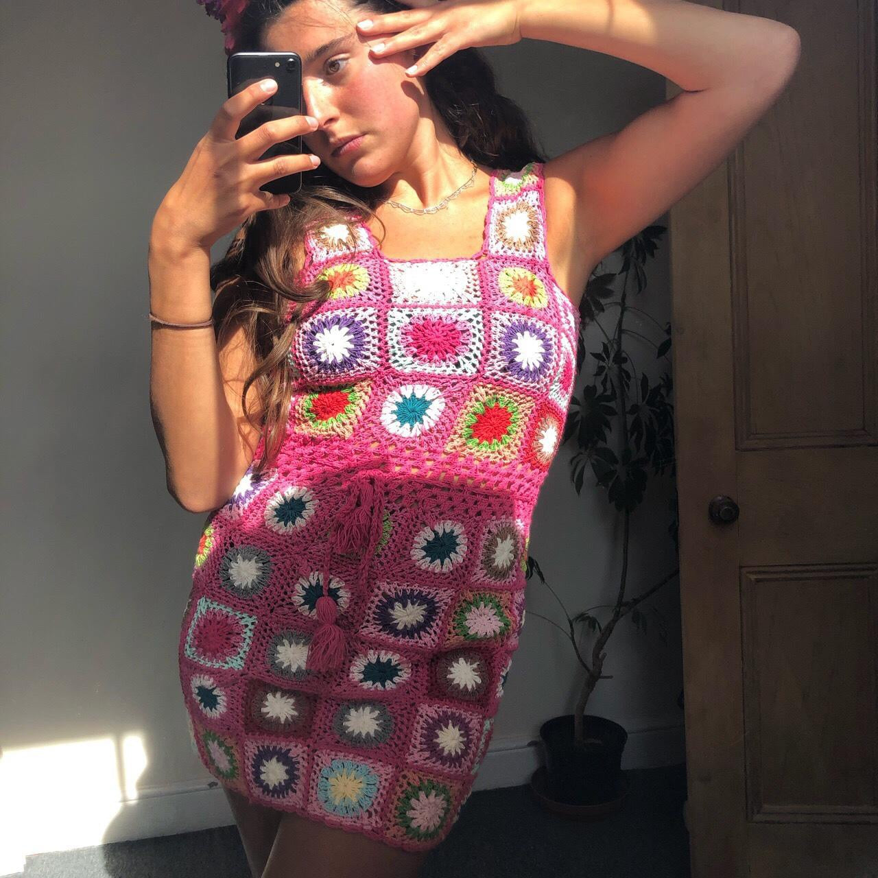 Granny Square Crochet Dress - S