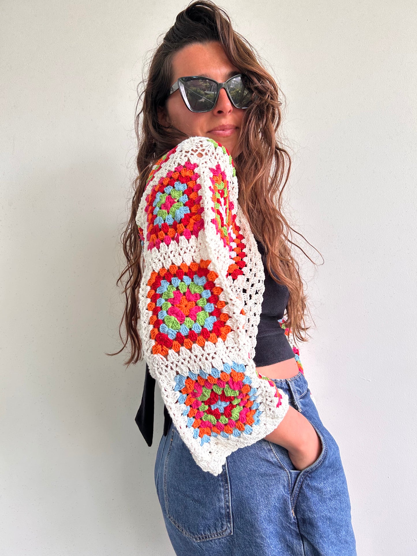 Granny square crochet cardigan