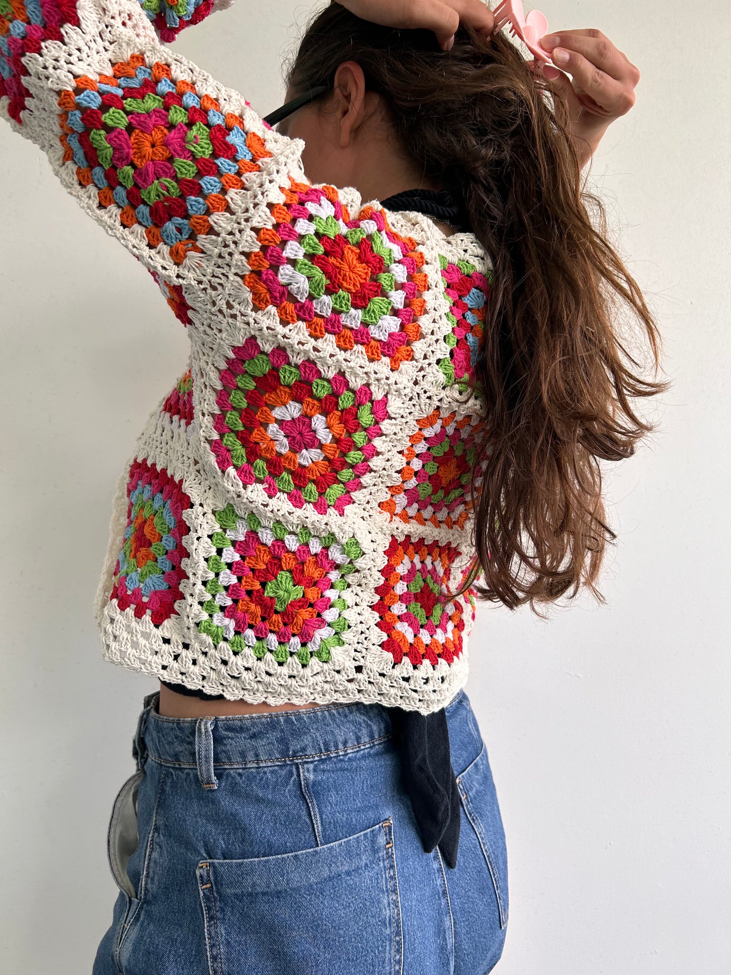 Granny square crochet cardigan