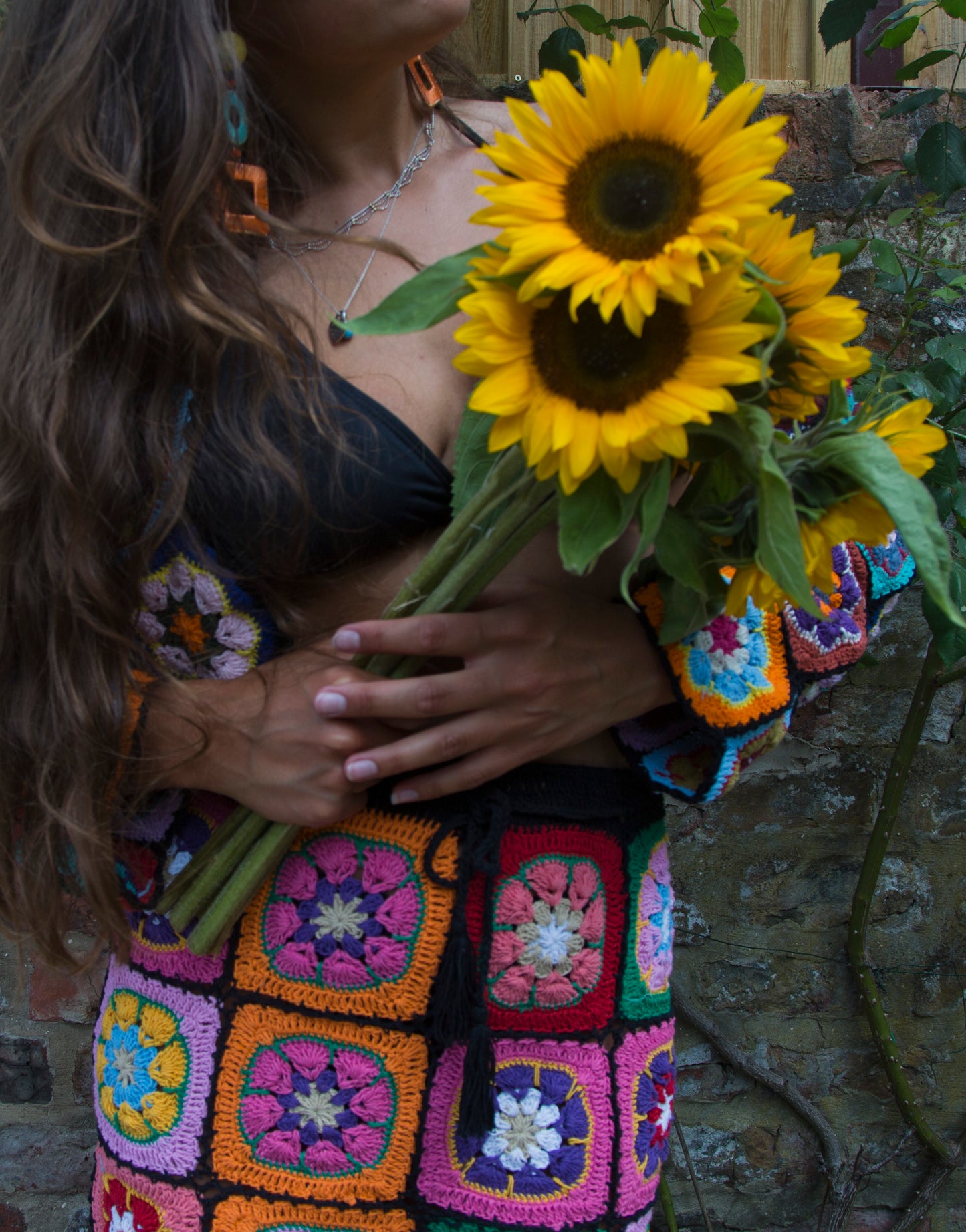 Bohemia Black Floral Crochet Cardigan