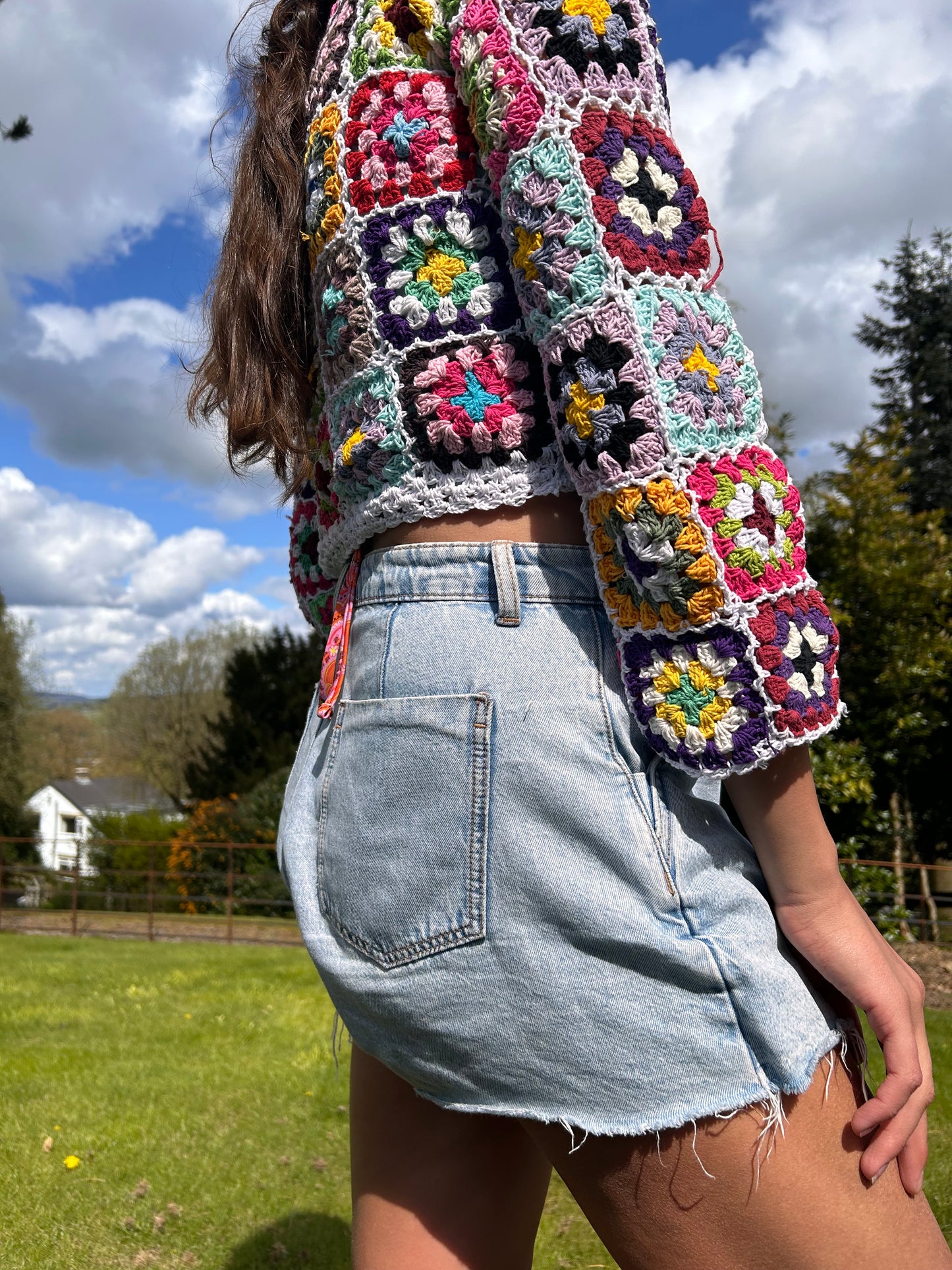 White granny square crochet cardigan