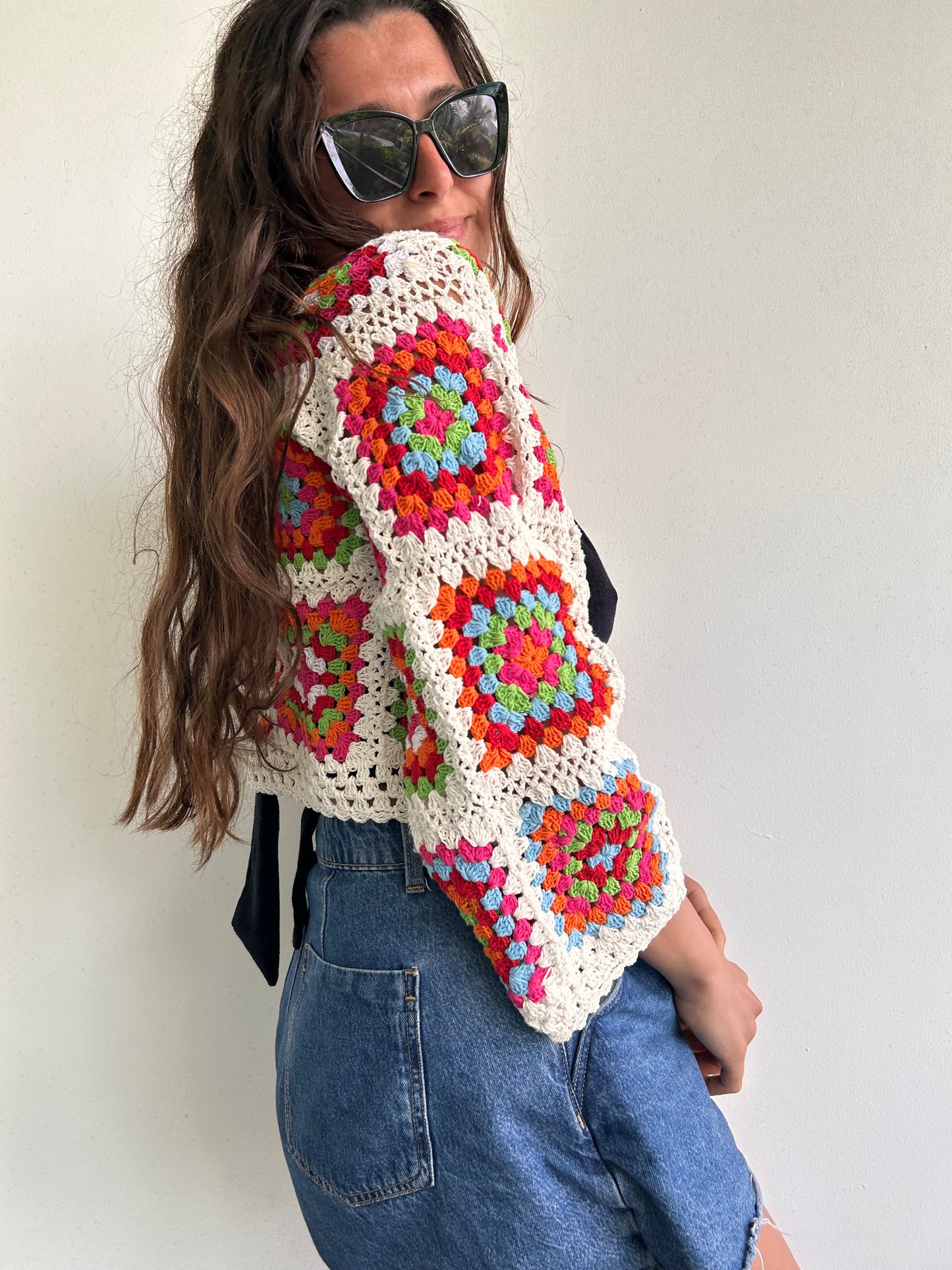 Granny square crochet cardigan