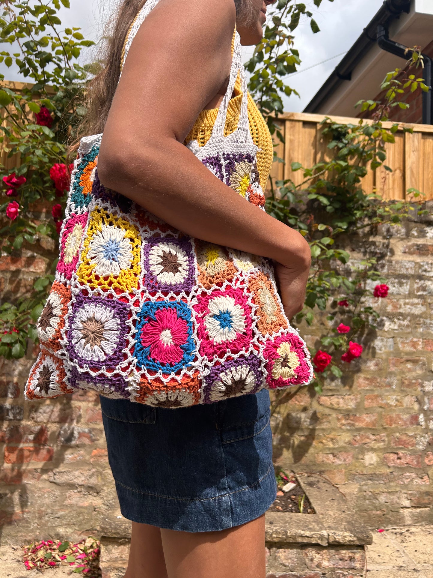 Granny Square Crochet Tote / Shoulder Bag