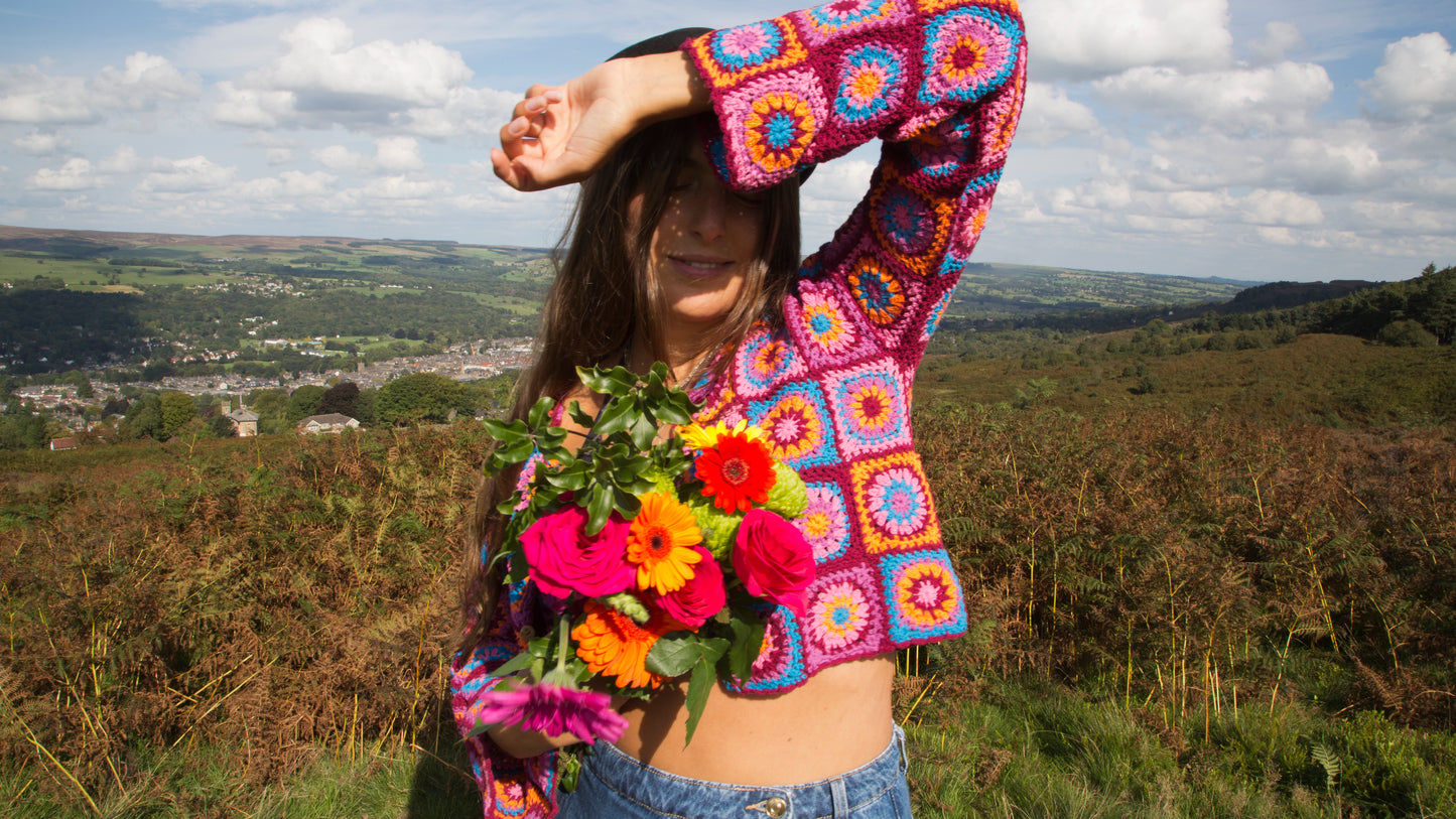 Cosmos Deep Purple Crochet Cardigan