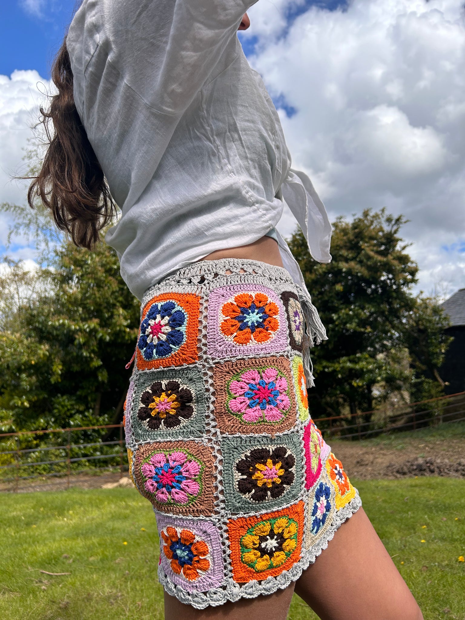 Bohemia Grey Floral Crochet Skirt