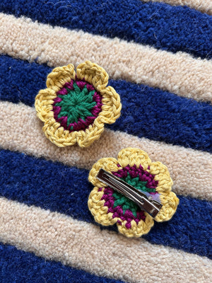 Crochet flower clip set