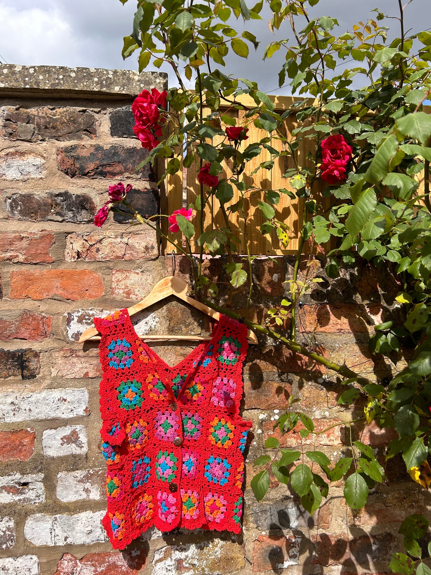 Cleo Granny square vest in red (XS/S)