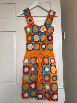 Granny Square Crochet Dress - M