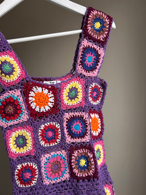 Granny Square Crochet Dress - M