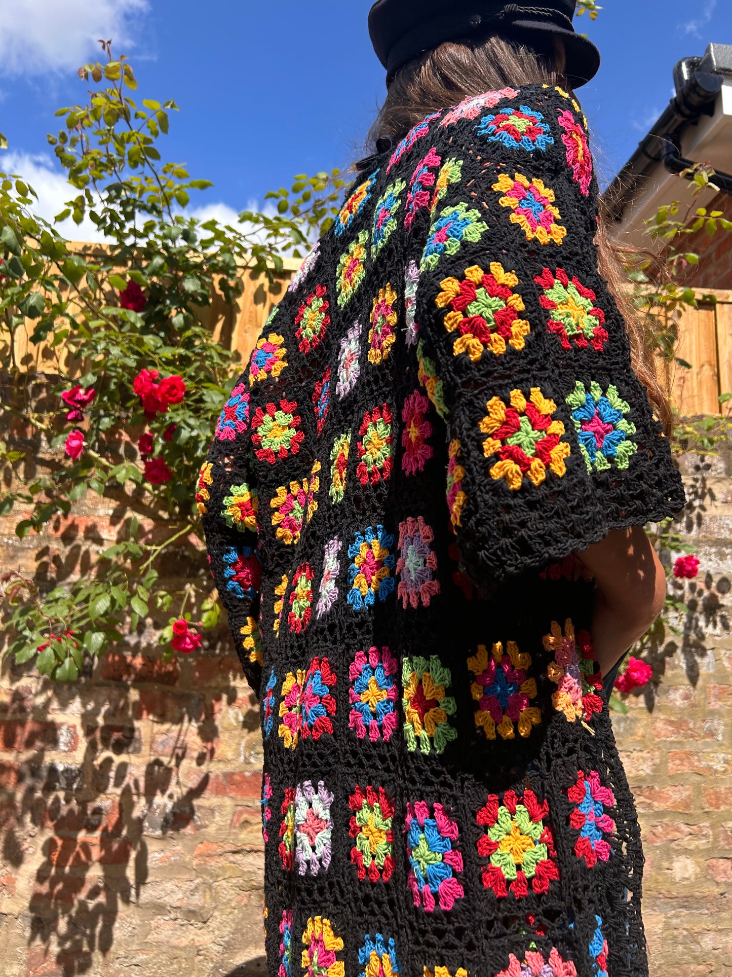 “Movie night” Granny square maxi crochet cardigan