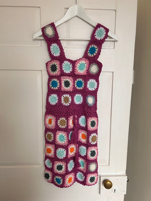 Granny Square Crochet Dress - S