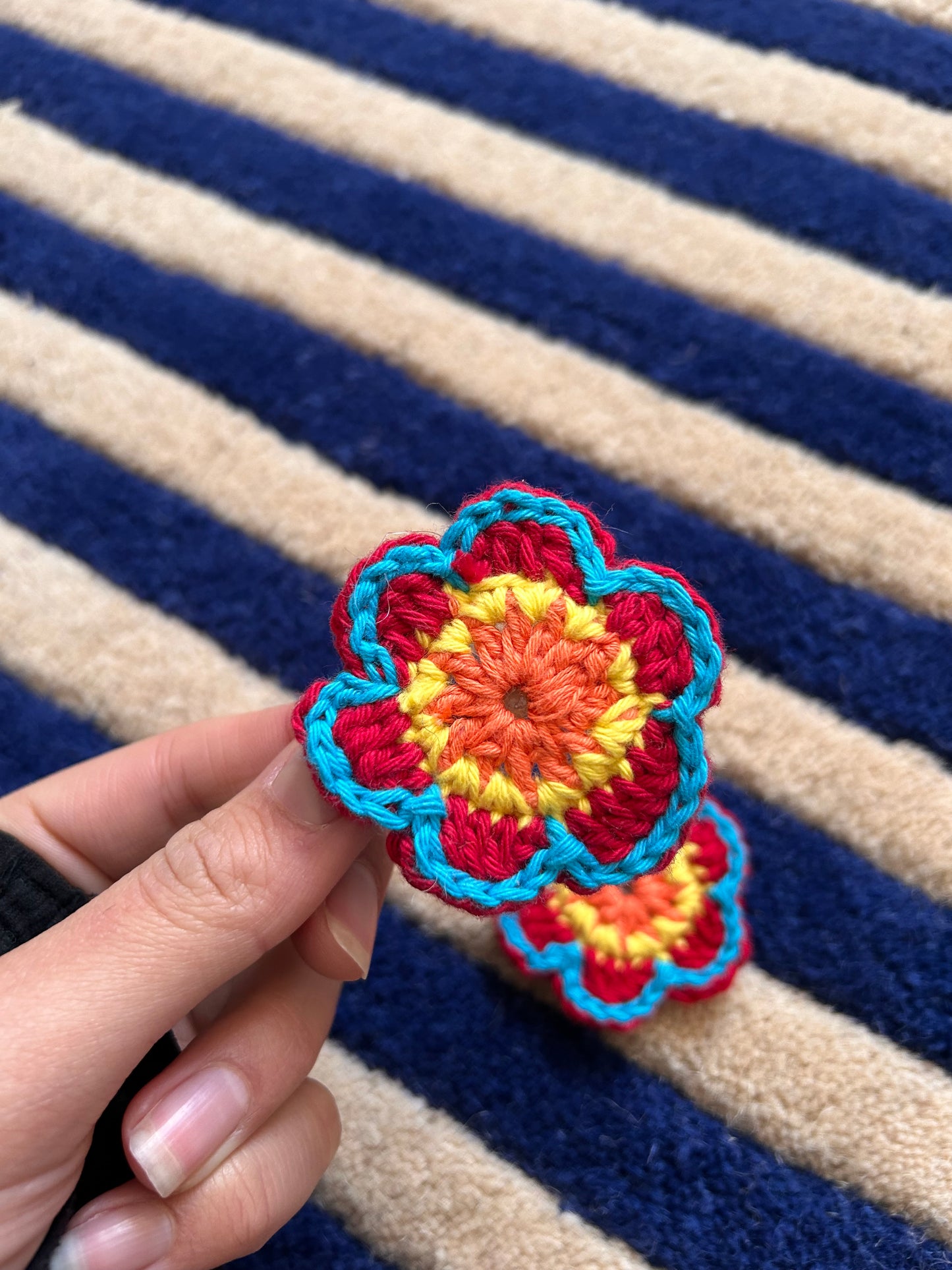 Crochet flower clip set