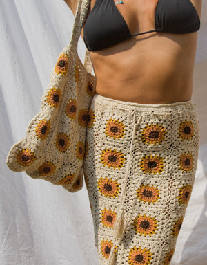 Sundance Kid Crochet MAXI Skirt in Cream / Neutral