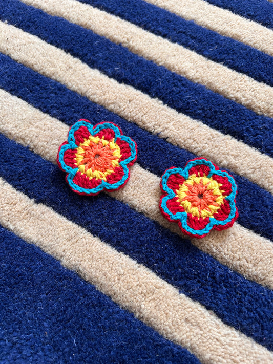 Crochet flower clip set