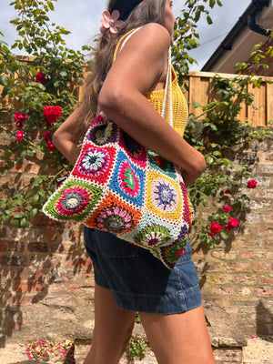 Granny Square Crochet Tote / Shoulder Bag