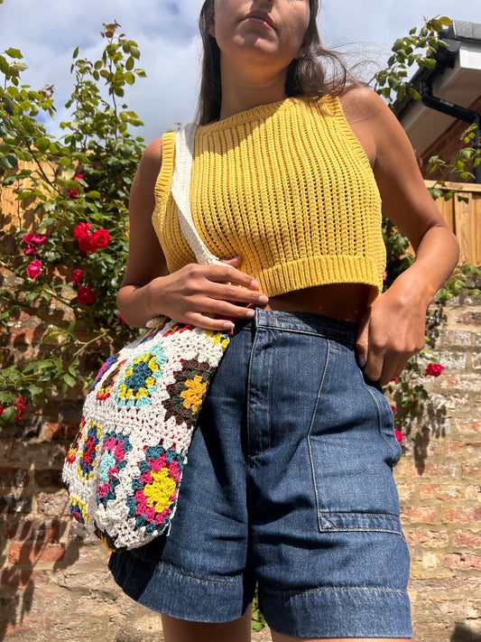 Granny Square Crochet Tote / Shoulder Bag