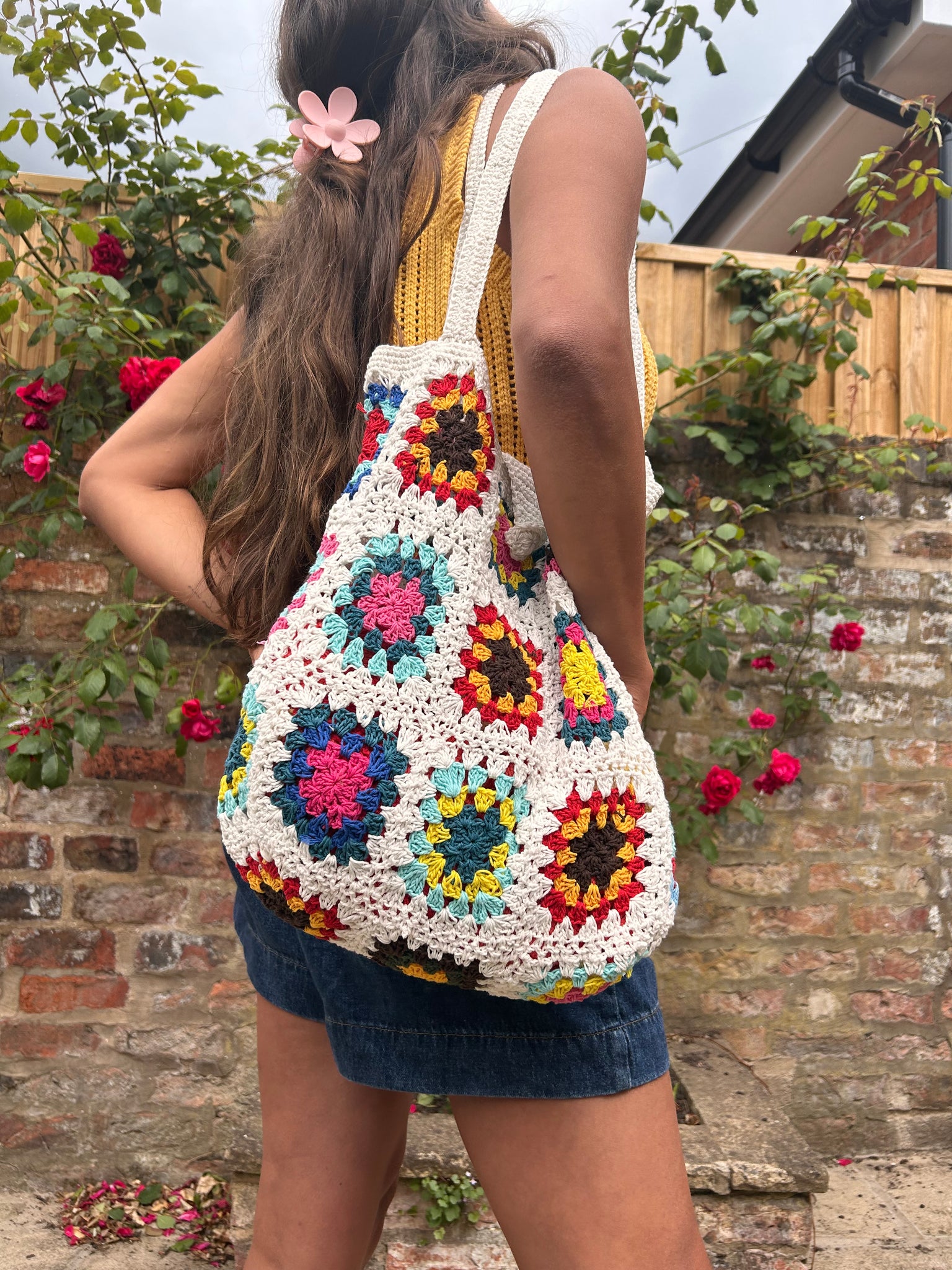 Granny Square Crochet Tote / Shoulder Bag