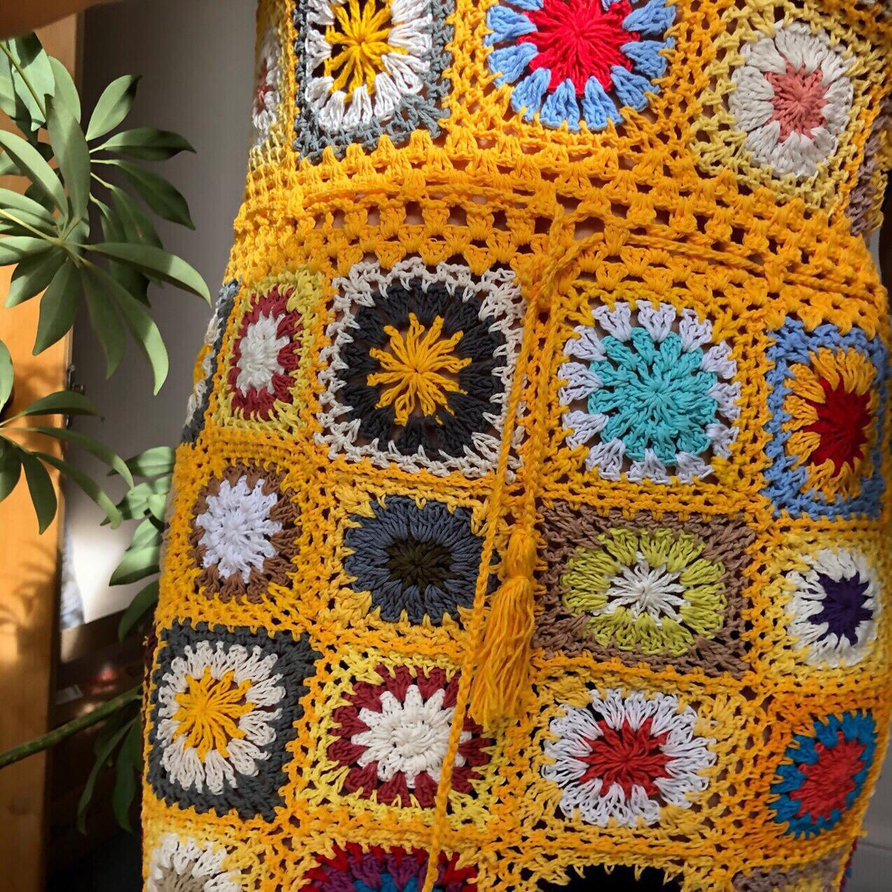 Granny Square Crochet Dress - S