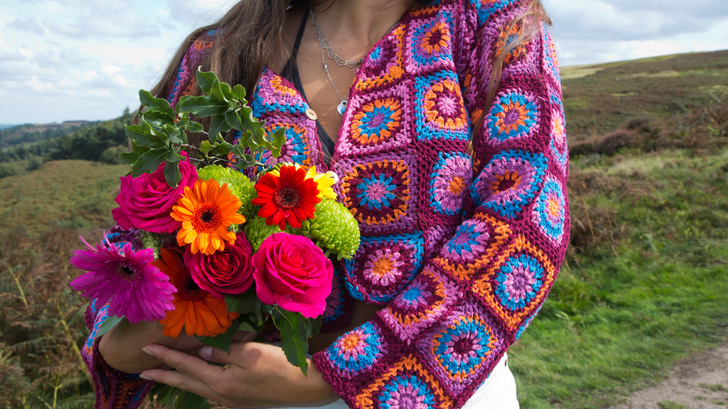 Cosmos Deep Purple Crochet Cardigan