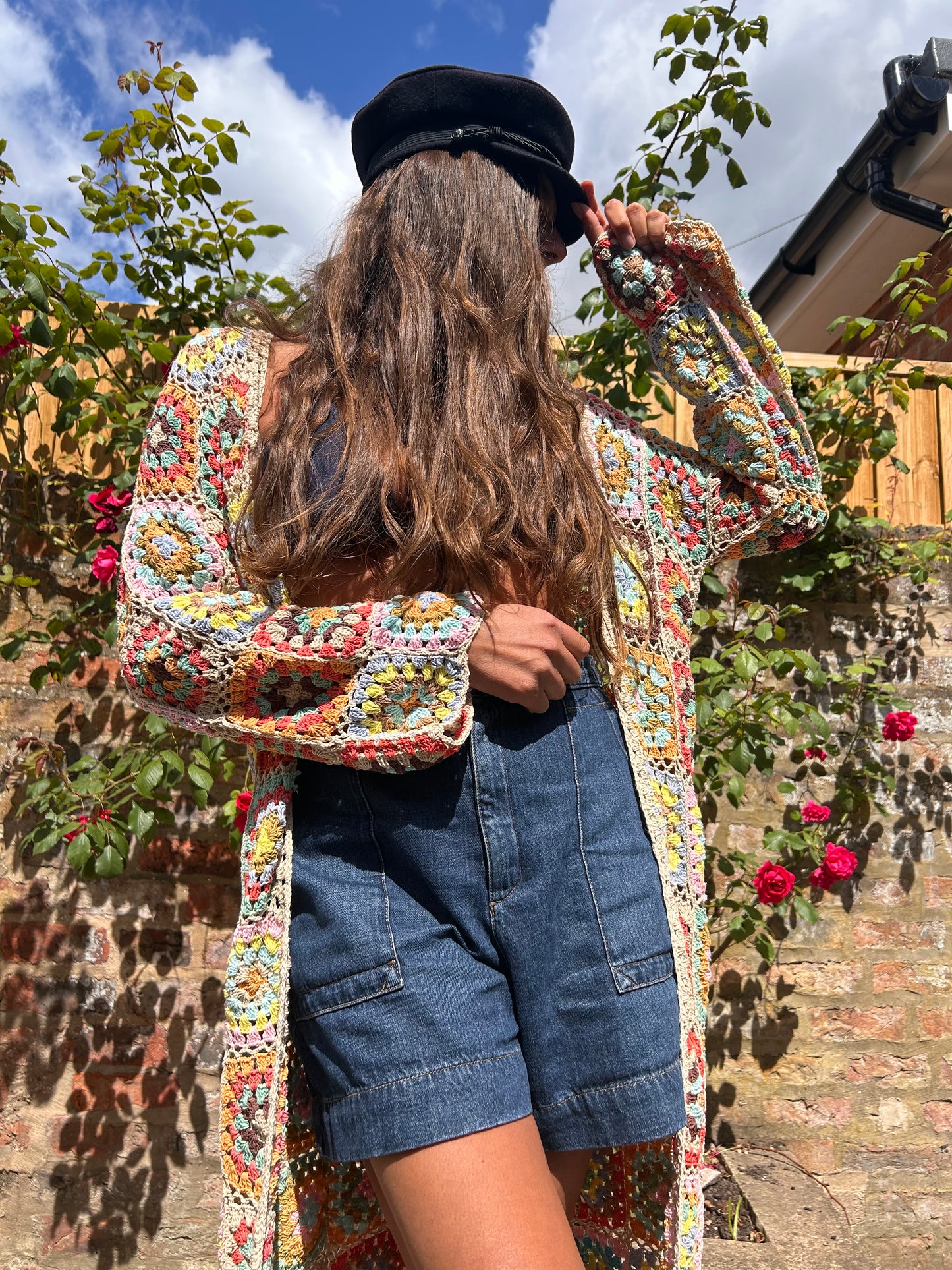 “Oats for Breakfast” Granny square maxi crochet cardigan