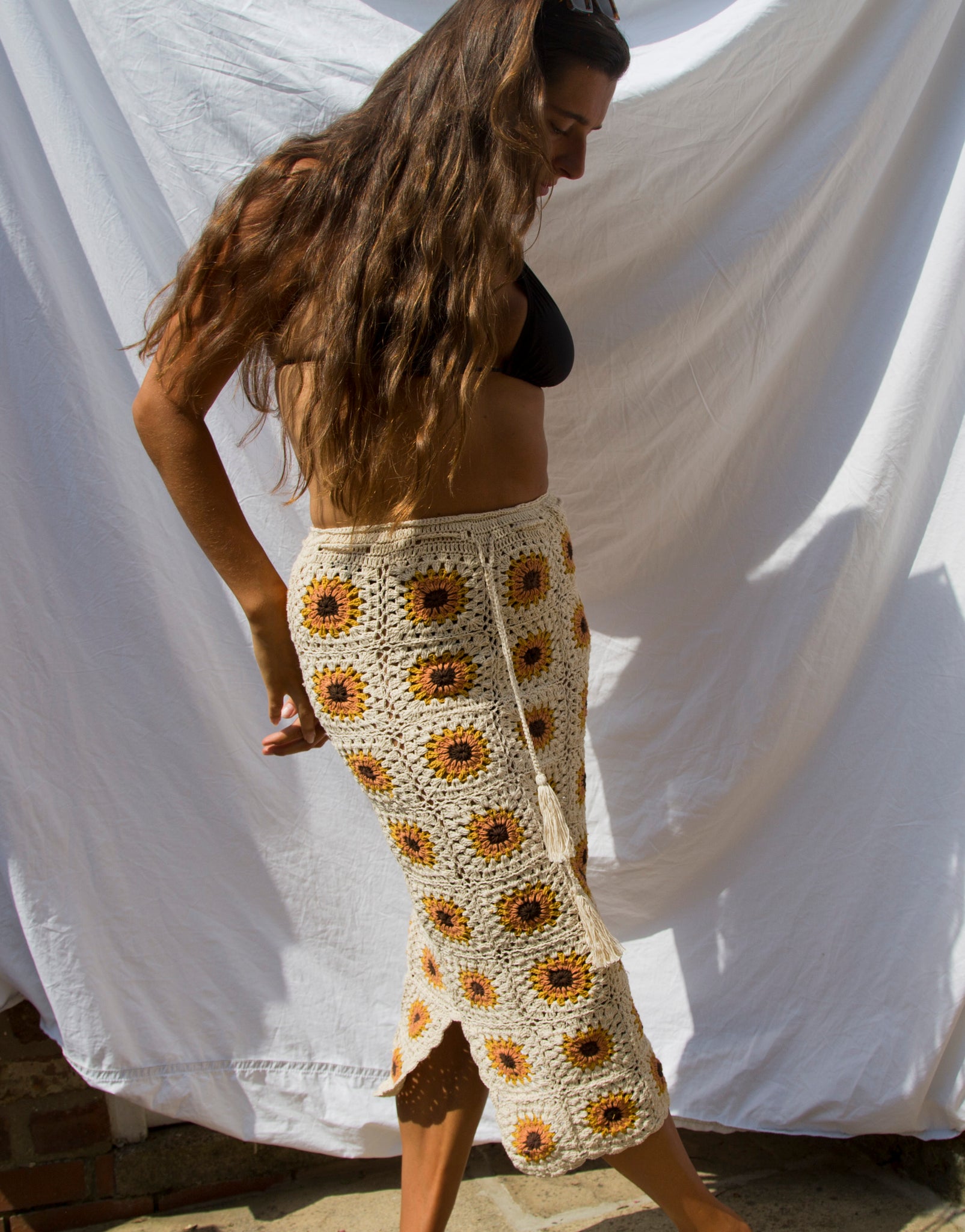 Sundance Kid Crochet MAXI Skirt in Cream / Neutral